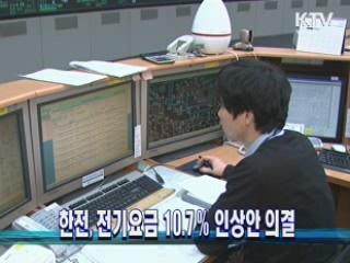 한전, 전기요금 10.7％ 인상안 의결