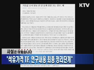 "석유가격 TF, 연구내용 최종 정리단계"