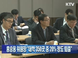 홍승용 위원장 "대학 350곳 중 20% 퇴출 