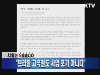 "브라질 고속철도 사업 포기 아니다"