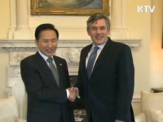 이 대통령 런던 도착...한·영 정상회담