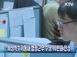 해상특수기동대 함정근무 수당 10만원 인상