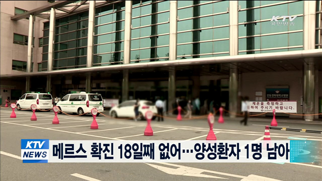 메르스 확진 18일째 0명…양성환자 1명 남아