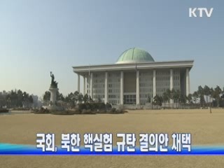 국회, 북한 핵실험 규탄 결의안 채택