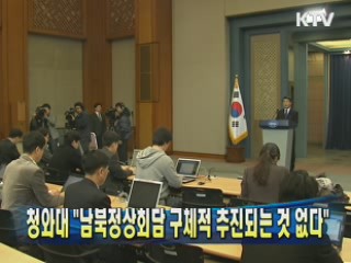 청와대 "남북정상회담 구체적 추진되는 것 없다"