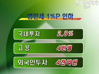 법인세율 현행 25%에서 5년 동안 20%까지 인하 