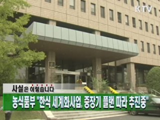 "한식 세계화사업, 중장기 플랜 따라 추진중"