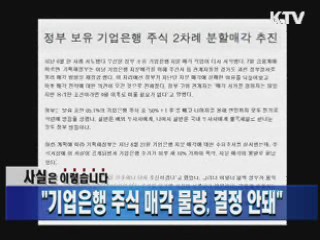 "기업은행 주식 매각 물량, 결정 안돼"