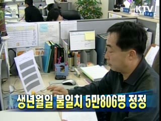 생년월일 불일치 5만806명 정정