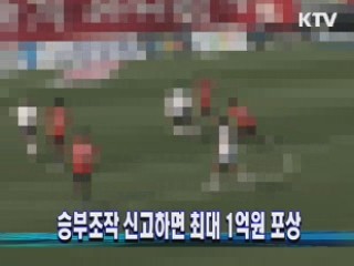 승부조작 신고하면 최대 1억원 포상