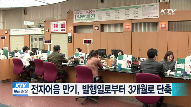 전자어음 만기, 발행일로부터 3개월로 단축