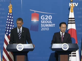 한·미 정상 "FTA 타결 오래 걸리지 않을 것"