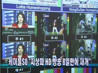 케이블SO "지상파 HD 방송 8일만에 재개"