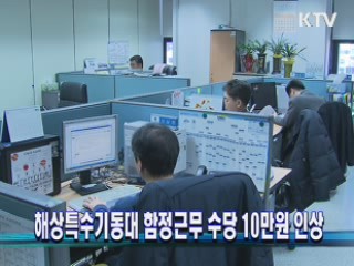 해상특수기동대 함정근무 수당 10만원 인상